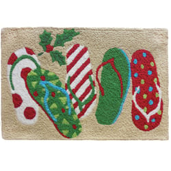 Jellybean 20 in. W X 30 in. L Multi-Color Christmas Sandals Polyester Accent Rug