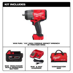 Milwaukee M18 1/2 in. Cordless Brushless High Torque Impact Wrench Kit (Battery & Charger)