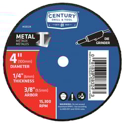 Century Drill & Tool 4 in. D X 3/8 in. A24R Grinding Wheel