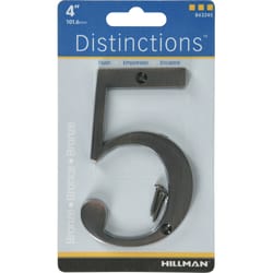 HILLMAN Distinctions 4 in. Bronze Zinc Die-Cast Screw-On Number 5 1 pc