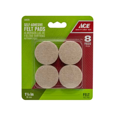 Self-Stick Round Felt Pads, Brown, 1-1/2-Inch