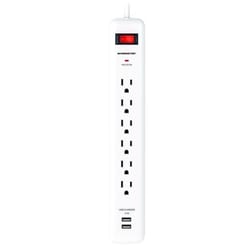Monster Just Power It Up 3 ft. L 6 outlets Surge Protector w/USB White 1080 J