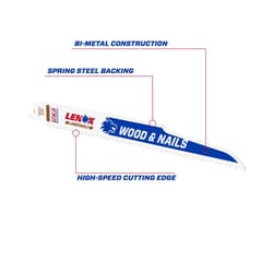 Lenox LUMBERWOLF 9 in. Bi-Metal Reciprocating Saw Blade 6 TPI 1 pk