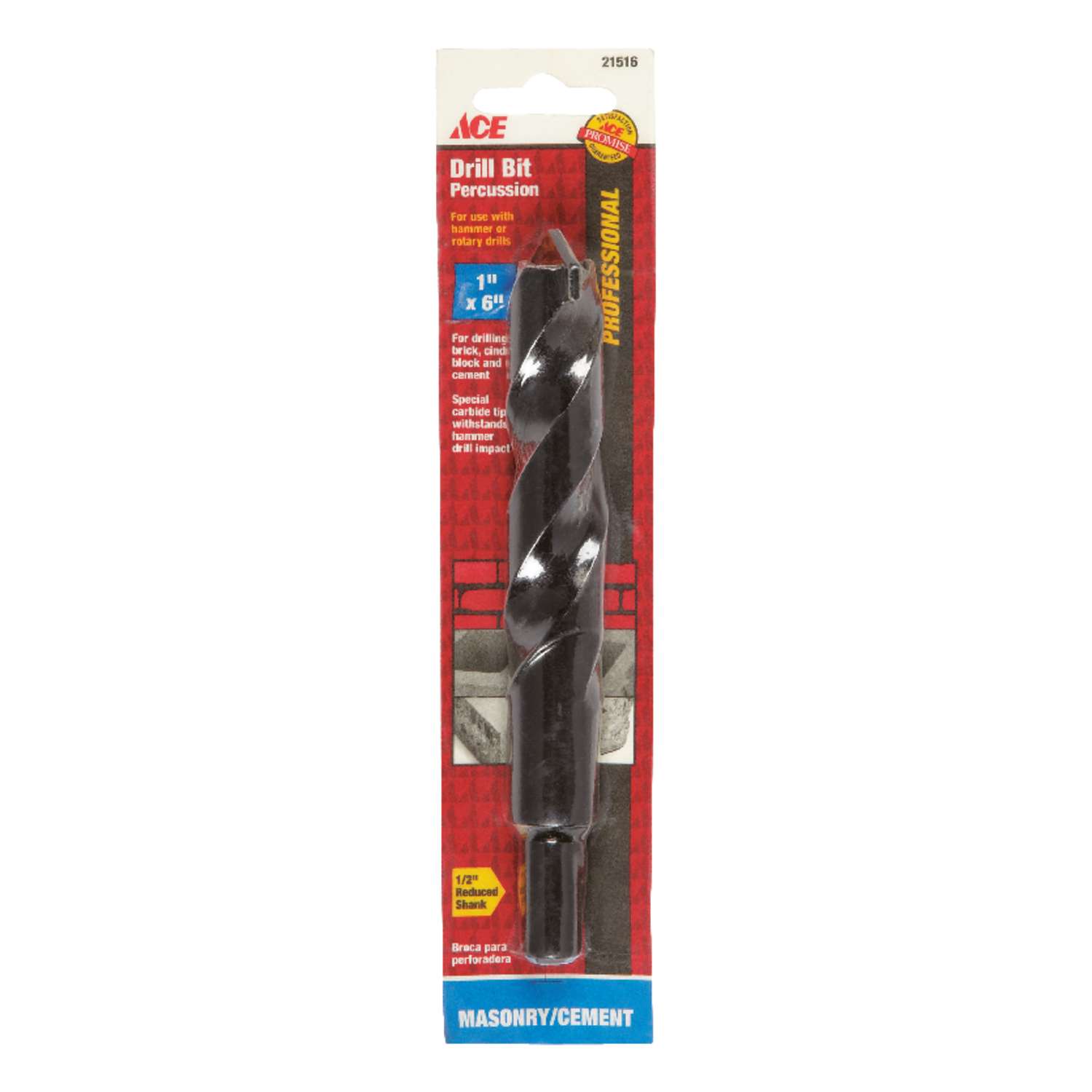 Ace 1 in. x 6 in. L Steel Percussion Drill Bit 1 pc. Ace Hardware