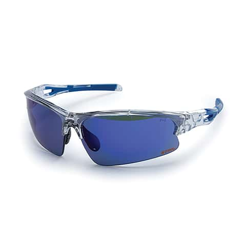 Stihl brand safety glasses white frame blue metallic lens