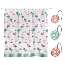 Avanti Linens 72 in. H X 72 in. W Multicolored Flamingo Paradise Shower Curtain W/Hooks Polyester