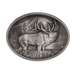 Montana Silversmiths Outdoor Series Wild Elk Carved Black/Silver Belt Buckle
