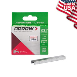 Arrow JT21 7/16 in. W X 1/4 in. L Flat Crown Fine Wire Staples 1000 pk