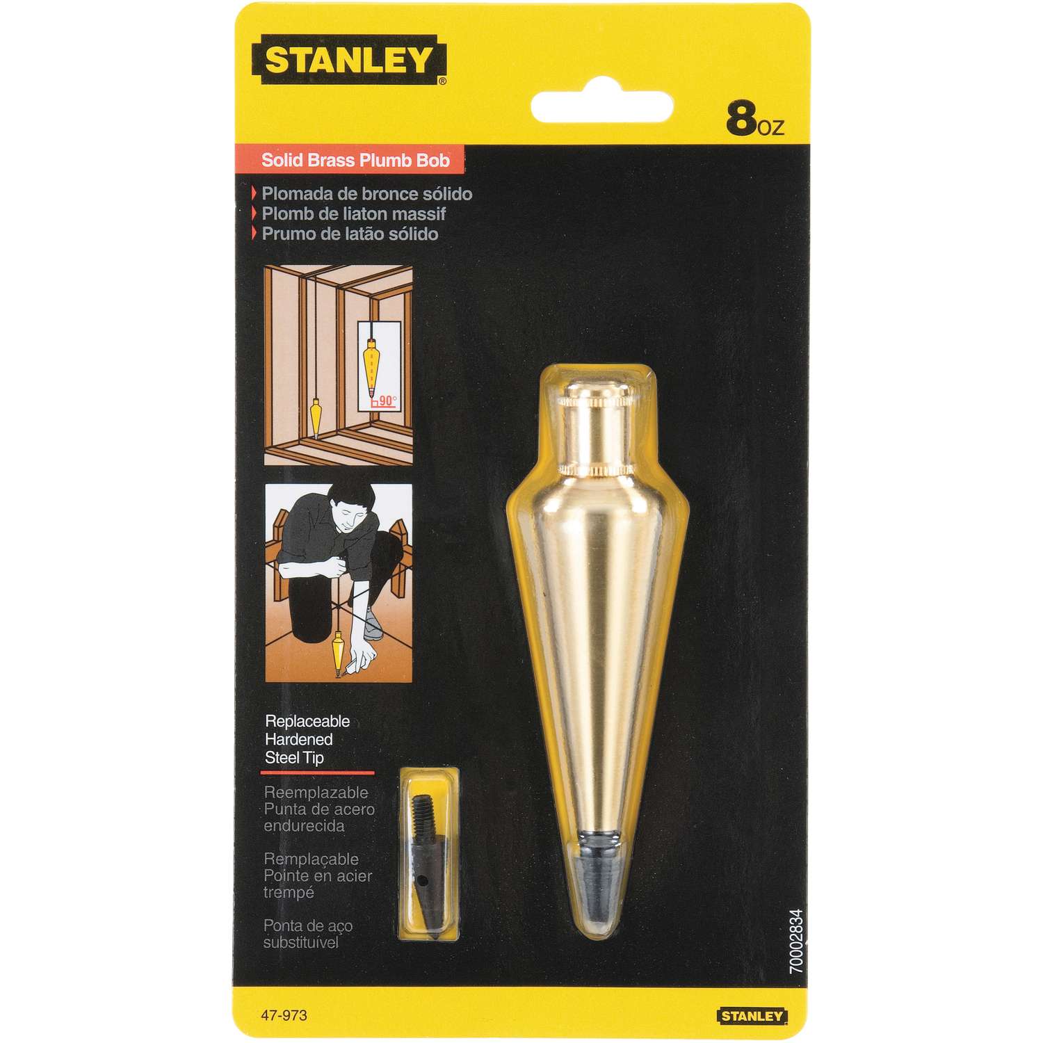 Stanley 8 oz Brass Plumb Bob 8.7 in. L 1 pc - Ace Hardware