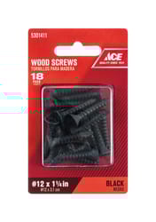Ace No. 12 X 1-1/4 in. L Phillips Black Coarse Wood Screws 18 pk