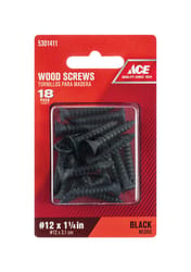 Ace No. 12 X 1-1/4 in. L Phillips Black Coarse Wood Screws 18 pk