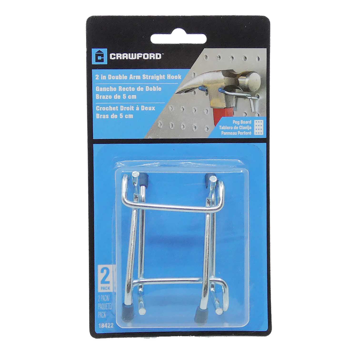 Crawford Zinc Plated Silver Steel 4 in. Peg Hooks 2 pk Ace Hardware