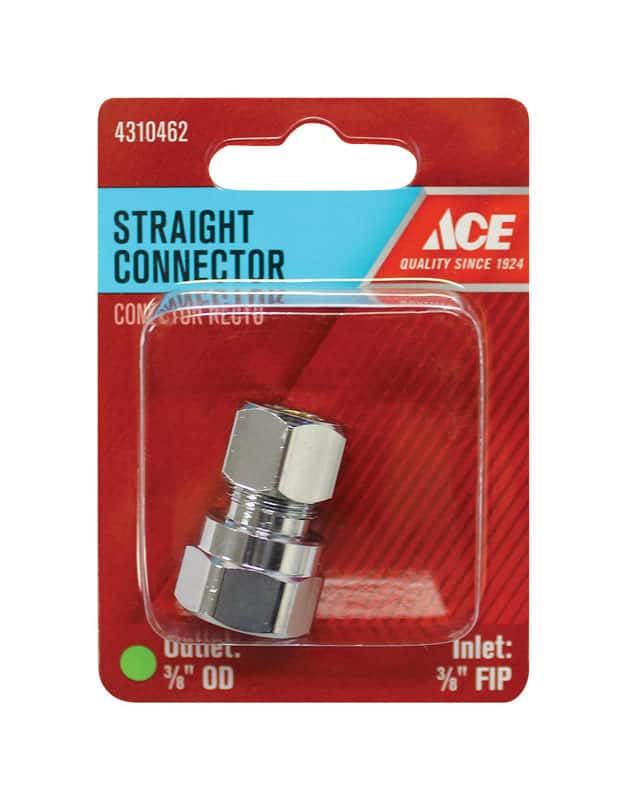 Ace 3/8 in. FPT T X 3/8 in. D Compression Brass Straight Connector