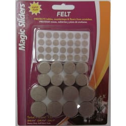 Magic Sliders Felt Self Adhesive Protective Pads Oatmeal Round Assorted in. W 132 pk