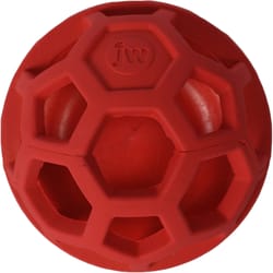 JW Pet Red Rubber Treat N Squeak Ball Flexible Toy/Treat Dispenser Medium 1 pk