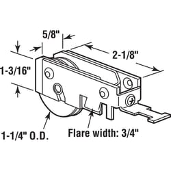 Prime-Line 1-1/4 in. D X 5/16 in. L Plastic/Steel Roller Assembly 1 pk