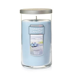 Yankee Candle Blue/Clear Beach Walk Scent Perfect Pillar Candle Jar 12 oz