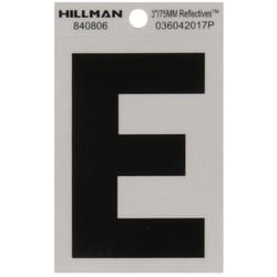 HILLMAN 3 in. Reflective Black Vinyl Self-Adhesive Letter E 1 pc