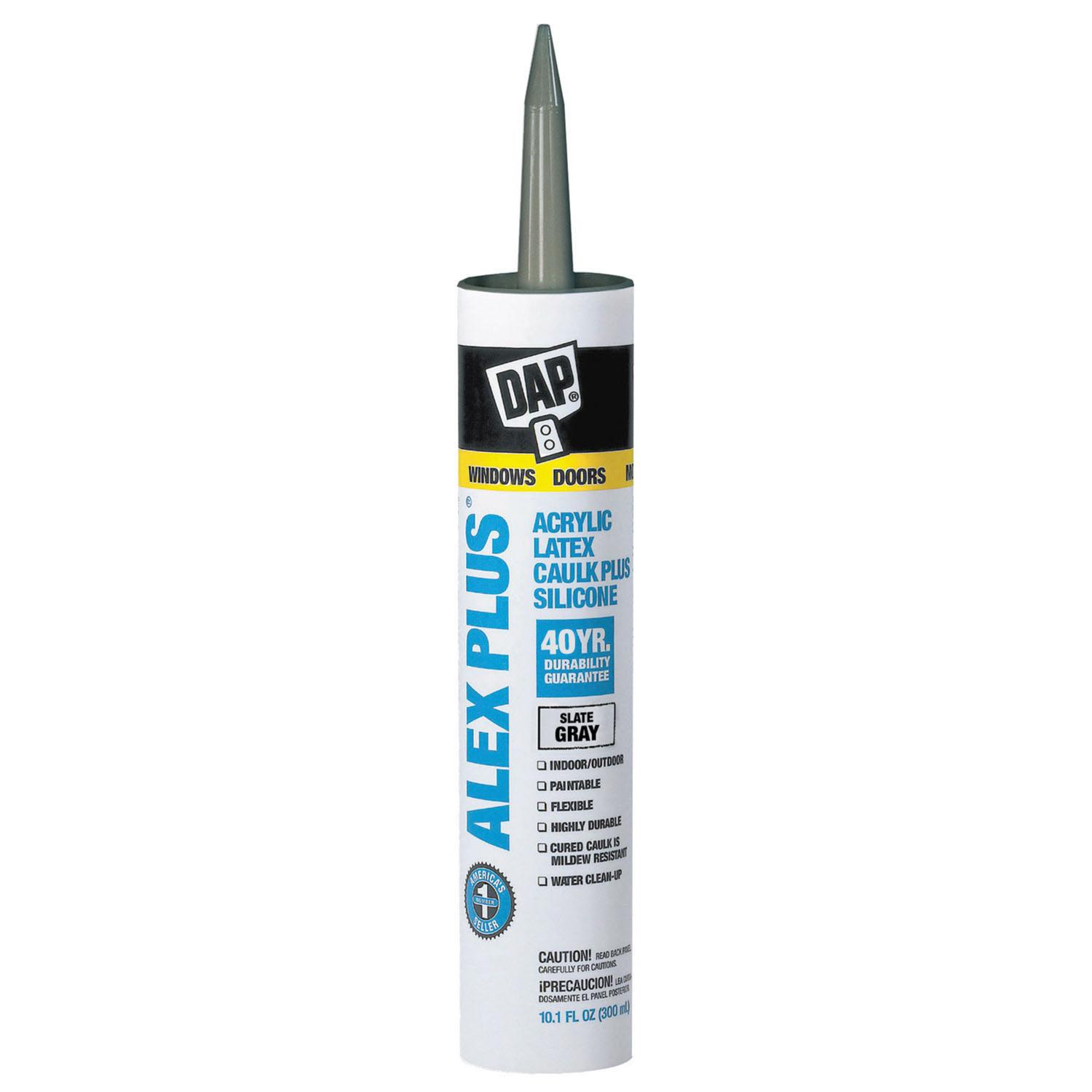 UPC 070798181106 product image for Dap(r) Alex Plus(r) 10.1oz Acrylic Latex Caulk Plus Silicone in Slate Gray- 12 P | upcitemdb.com