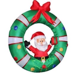 Celebrations Santa in Wreath 4 ft. Inflatable