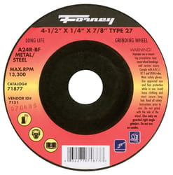 Forney 4-1/2 in. D X 7/8 in. in. Metal Grinding Wheel