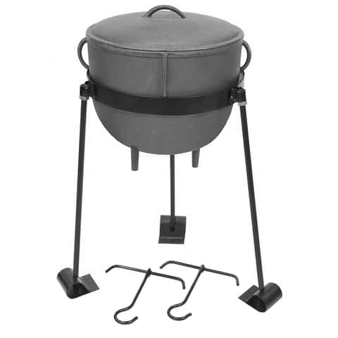 Bayou Classic CI7007 7 Gal Jambalaya Kettle Cast Iron Lid & Stand