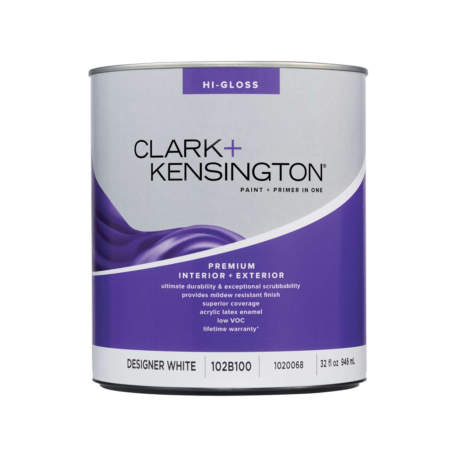 Clark+Kensington HighGloss Designer White Premium Paint Exterior and