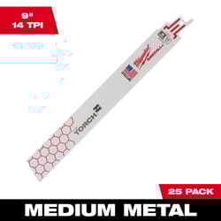 Milwaukee Torch 9 in. Bi-Metal Blade Set 14 TPI 25 pc
