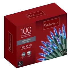 Celebrations Red Incandescent Mini Blue 100 ct String Christmas Lights 20 ft.