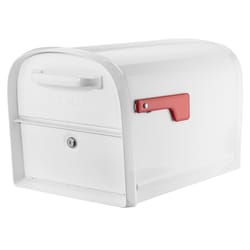 Architectural Mailboxes Oasis Galvanized Steel Post Mount White Mailbox