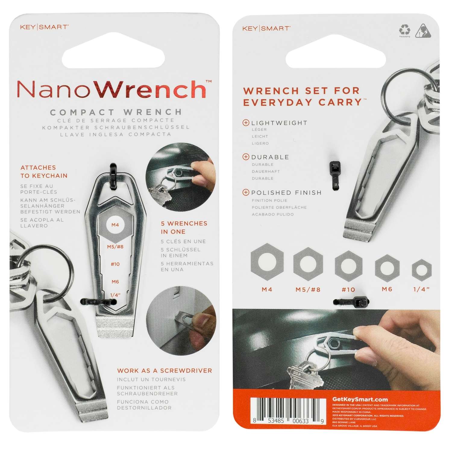 KeySmart Nano Wrench Stainless Steel Silver Wrench Key Chain Ace Hardware