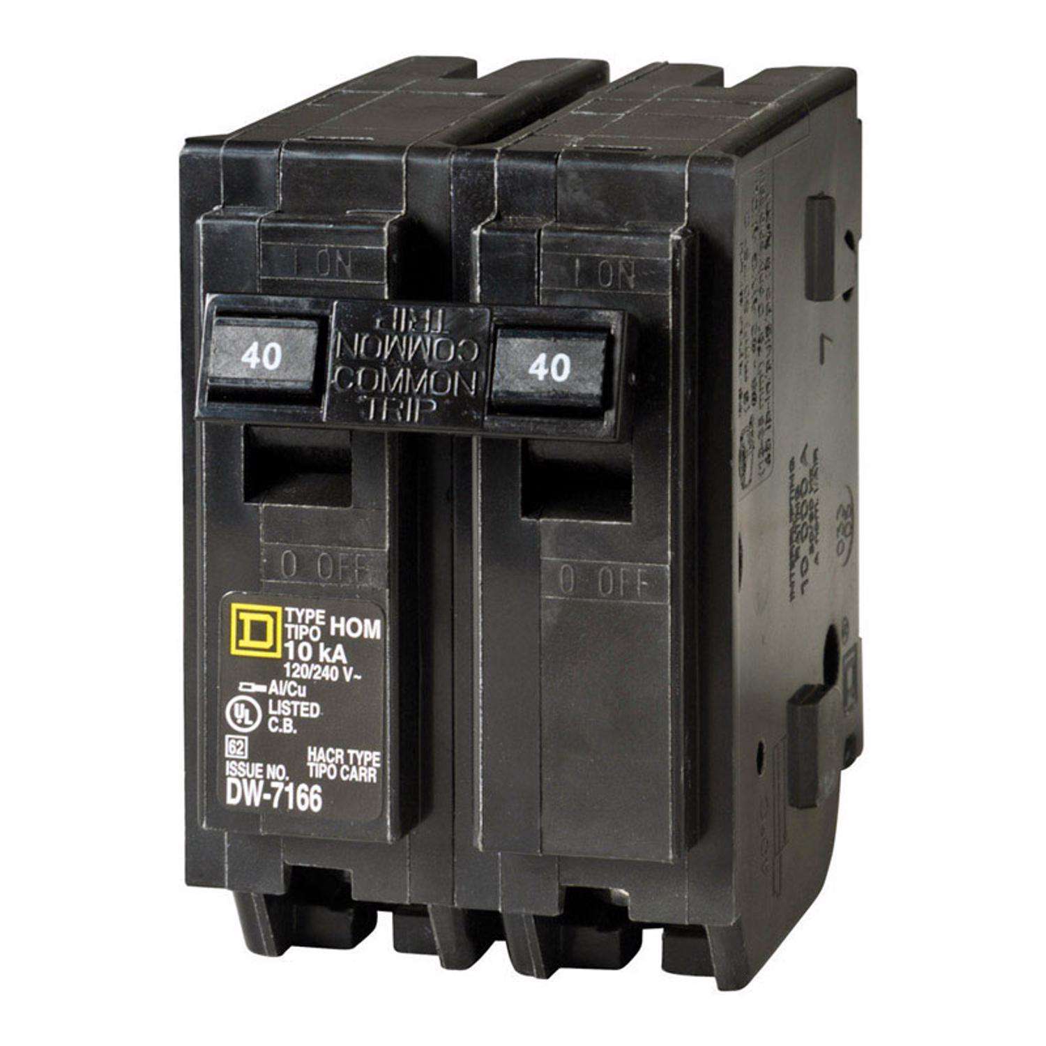 Square D HomeLine 40 amps Surge 2-Pole Circuit Breaker Mfr