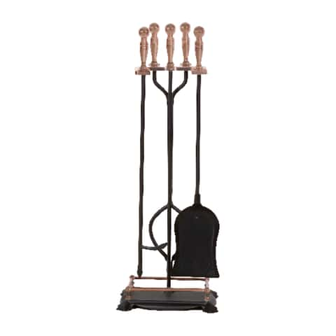 Antique Brass Fireplace Tool Set - Magnolia