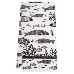 Karma Boho Black and White Cotton Fish Tea Towel 1 pk