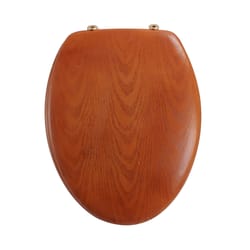 LDR Elongated Brown Wood Toilet Seat