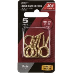 Ace 1/8 in. D X 1-3/16 in. L Polished Brass Screw Eye 13 lb. cap. 5 pk