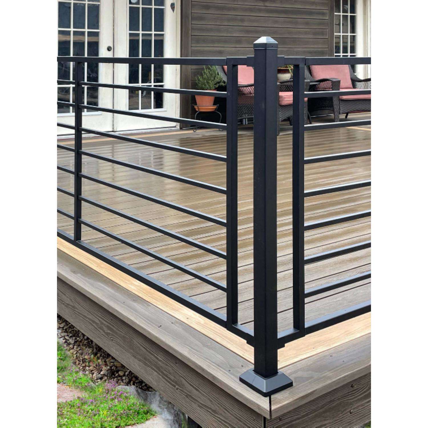 FORTRESS Fe26 39.5 in. H x 2 in. W Black Steel Railing Line Post