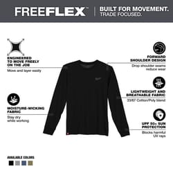 Milwaukee XL Long Sleeve Men's Crew Neck Black Hybrid Work Tee Shirt