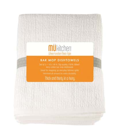 MU Kitchen Bar Mop Cloths - White, 3 Pk - Shop Kitchen Linens at H-E-B