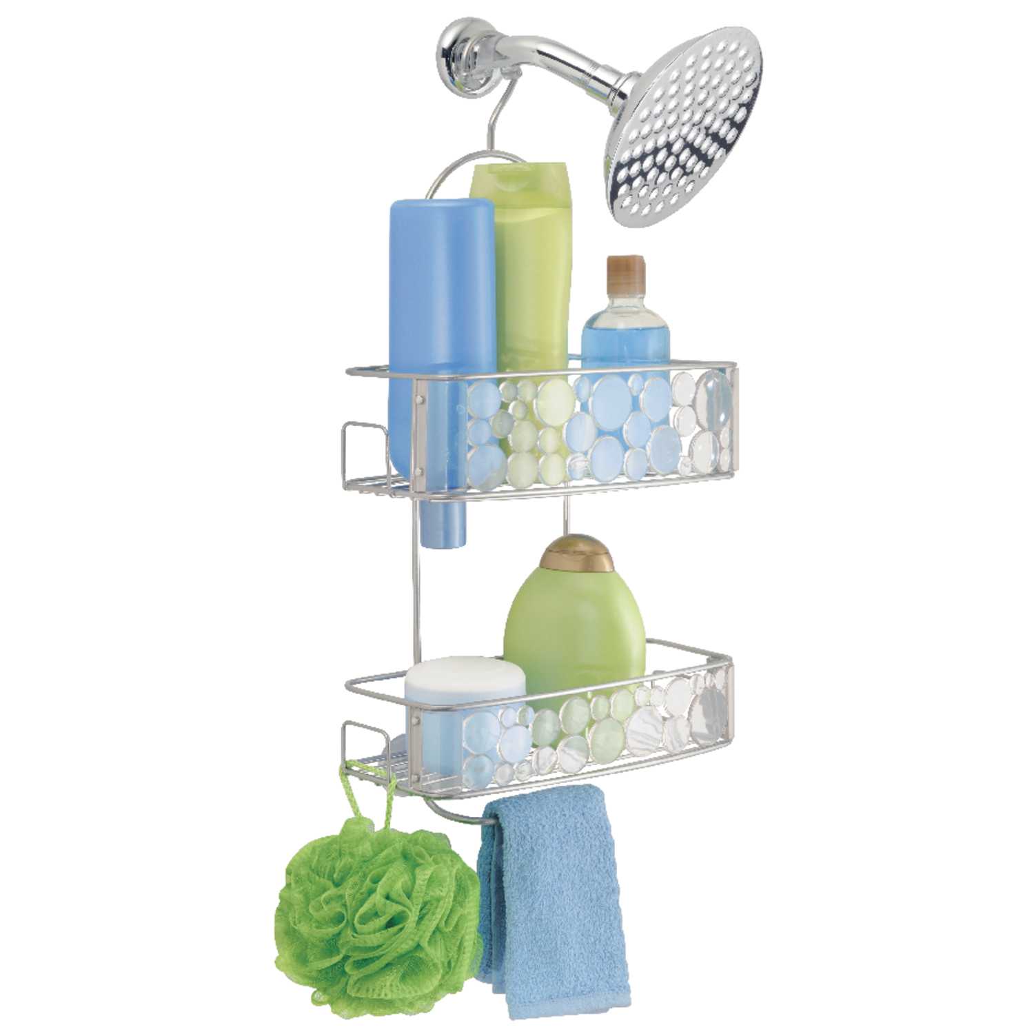InterDesign Shower Caddy 21.8 in. H x 10.3 in. W x 5.5 in. L Stainless Steel Clear Metal Ace