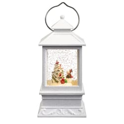 Roman Holiday LED Multicolored Lantern with Snowman Winter Scene Glitter Table Decor 8.5 in.