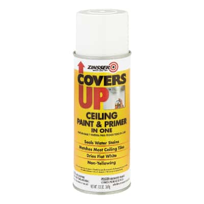 Zinsser Covers Up White Flat Solvent Based Acrylic Ceiling Paint And Primer 13 Oz Ace Hardware