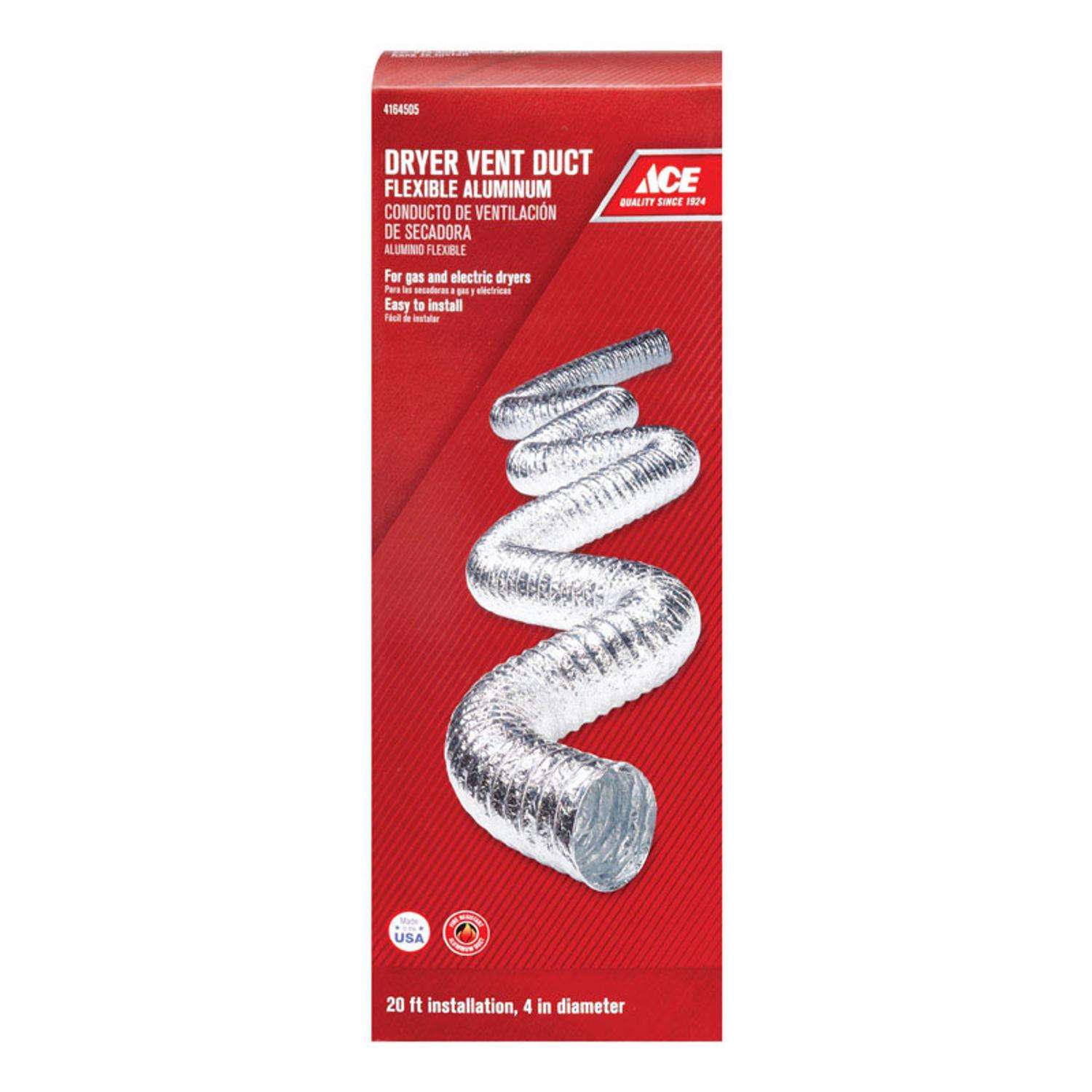 20' X 4" Flexible Aluminum FREE SHIPPING ACE 4164505 Dryer Vent Duct 