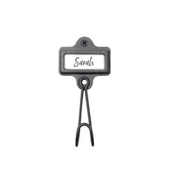 Spectrum 4.75 in. H X 2.25 in. L Satin Nickel Powder Coat Steel Single Hook w/ Nameplate
