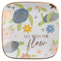 Karma Flora .30 in. H X 2.75 in. W X 2.75 in. L Multicolored Ceramic Trinket Tray