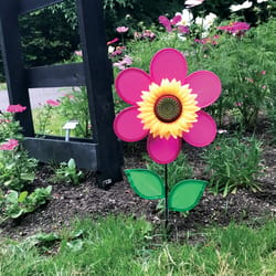 In The Breeze Multicolored Nylon 24 in. H Sunflower Garden Stake Spinner