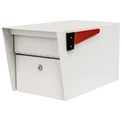 Mail Boss Mail Manager Modern Galvanized Steel Post Mount White Locking Mailbox