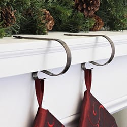 Haute Decor MantleClip Bronze Embossed Holly Stocking Holder 2 in.