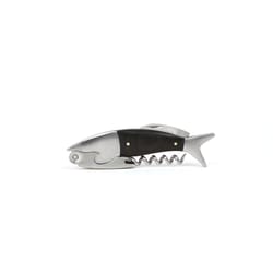 KIKKERLAND Black/Silver Stainless Steel/Wood Corkscrew