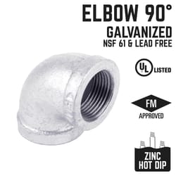 STZ Industries 1/2 in. FIP each X 1/2 in. D FIP Galvanized Malleable Iron 90 Degree Elbow